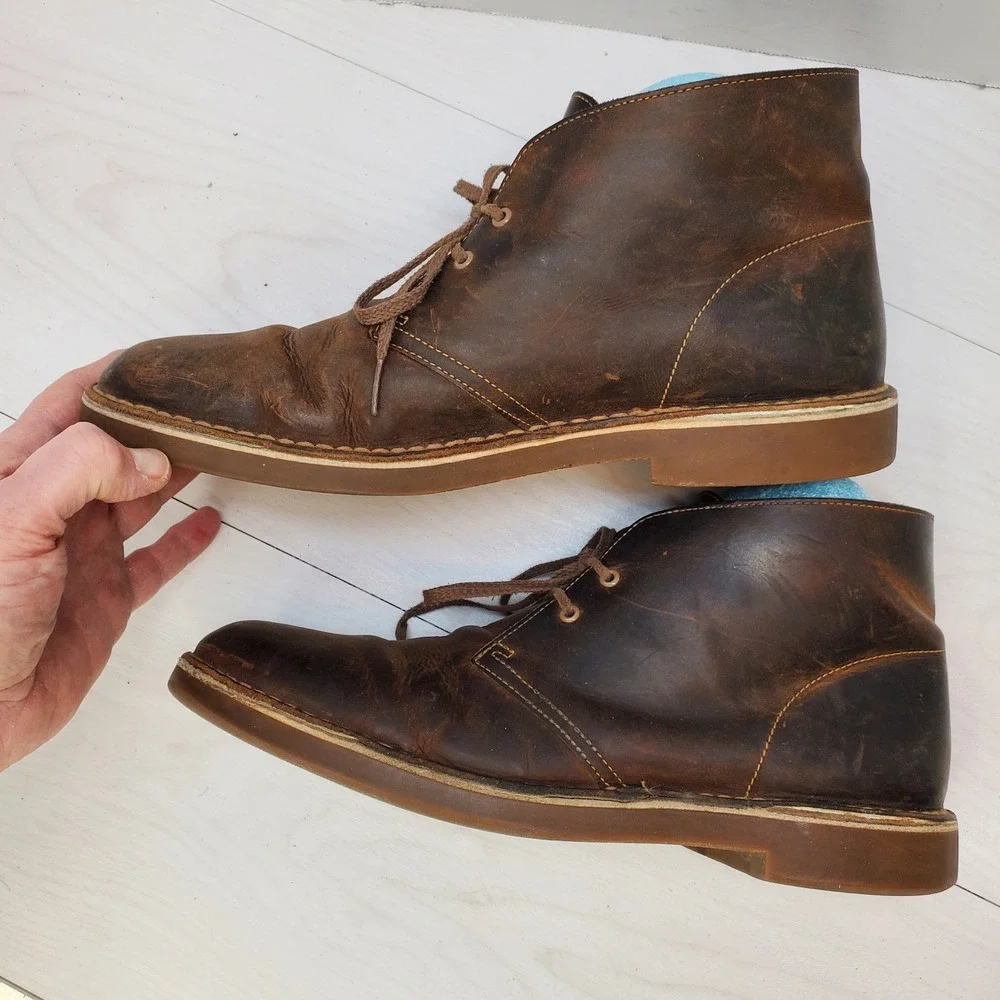 Clarks Desert Boots Beeswax Brown Leather Chukka Mens 11.5 M Classic Prep Indie